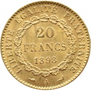 France, Republic, 20 francs 1898 A, Paris, Genius