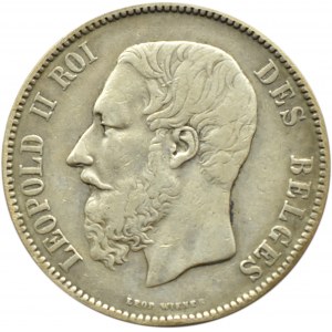 Belgie, Leopold II, 5 franků 1872, Brusel