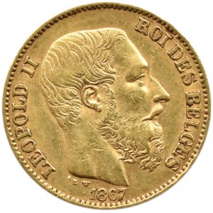 Belgium, Leopold II, 20 francs 1867, Brussels
