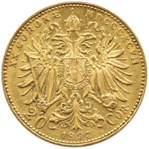 Rakousko-Uhersko, František Josef I., 20 korun 1897, Vídeň