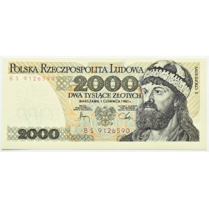 Polsko, Polská lidová republika, Mieszko I, 2000 zlatých 1982, série BS, Varšava, UNC