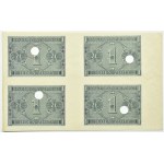 Poland, General Government, 1 zloty 1941, no series letter - 4 uncut pieces, cancelled