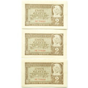 Poland, General Government, 2 zloty 1941, AE series, Cracow - three consecutive numbers