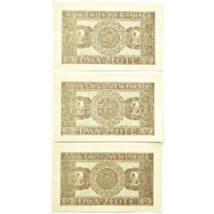 Poland, General Government, 2 zloty 1941, AE series, Cracow - three consecutive numbers