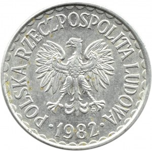 Poľsko, PRL, 1 zlotý 1982, úzky dátum, Varšava, vzácna odroda A