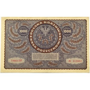 Polen, Zweite Republik, 1000 Mark 1919, 1. Serie DF - Typ 7, Warschau
