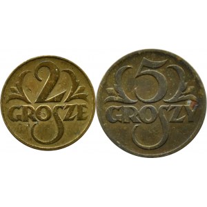 Poland, Second Republic, lot 2-5 pennies 1923, Warsaw
