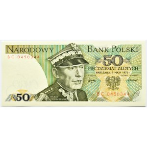 Poľsko, PRL, generál K. Świerczewski, 50 zlotých 1975, séria BC, Varšava, UNC