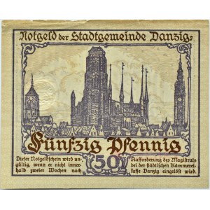 Wolne Miasto Gdańsk, 50 fenigów (pfennig) 1919