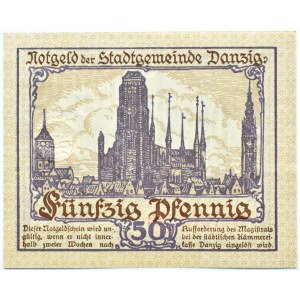 Wolne Miasto Gdańsk, 50 fenigów (pfennig) 1919, UNC