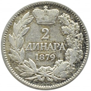 Serbia, Milan I, 2 dinar 1879