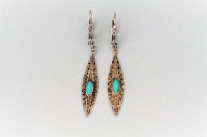 Earrings with turquoises, righthand. Italy, Ascoli Piceno, 2nd half of the 20th century.