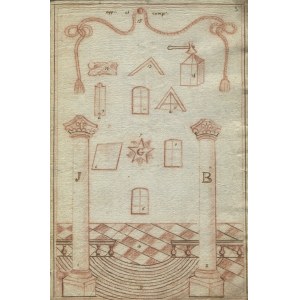 [MASONERIE] Freimaurerische Symbolik : ein Skizzenbuch aus dem 18./19. Jahrhundert mit Handzeichnungen in Sepia. 19,5x13 cm, f...