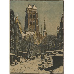BENDRAT, Arthur (1872-1914) - „Sankt Marien in Danzig”; 1906. Litografia kolor. 40,5x29,5 cm, sygn...