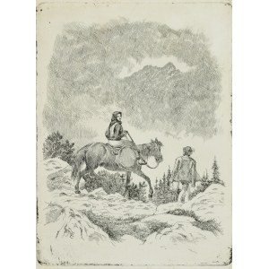 ELJASZ-RADZIKOWSKI, Walery (1841-1905) - (1) Hochlandmädchen zu Pferd. (2) Highlander-Frau vor der Kulisse von Giewont....