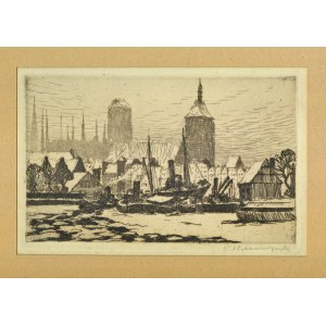 HELLINGRATH, Berthold Frantz (1877-1954) - Zimowy widok Gdańska ; 1920. Akwaforta 9,6x14,8 cm (odcisk), sygn...