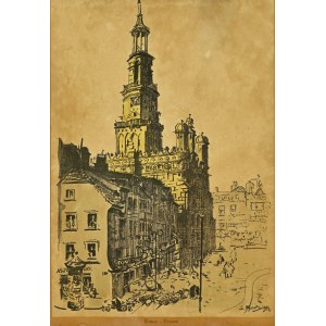 WYCZÓŁKOWSKI, Leon (1852-1936) - Rathaus von Poznań ; 1933. Farblithographie 36,7x26 cm ; signiert auf Steinplatte...