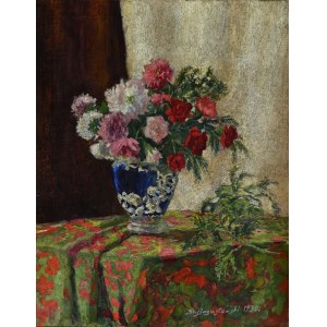 BOGUSŁAWSKI, Stanisław (1893-1963) - Martwa natura z kwiatami ; 1930. Olej na płótnie 70,5x55 cm, sygn. p.d. ...
