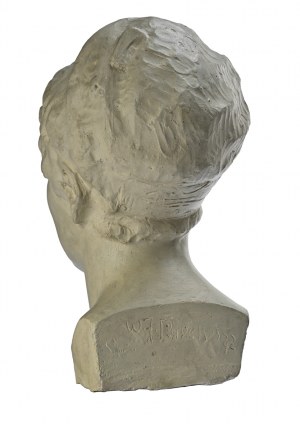DUREK, Wojciech Aleksander (1888-1951) - Głowa kobiety ; 1922. Gips, 35x18x20 cm, sygn...