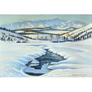 FILIPKIEWICZ, Mieczyslaw (1891-1951) - Tatra landscape. Oil on cardboard 36x50 cm, signed p. d. ...
