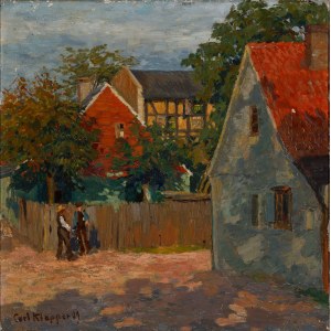 KLAPPER, Karl (1879-1956) - Pogawędka ; 1909. Olej na płótnie 38x38 cm, sygn. l. d. : Carl Klapper 09...