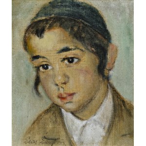 LEWKOWICZ, Leon (1888-1950) - Porträt eines jüdischen Jungen. Öl auf Leinwand 27x22,5 cm (schlaff), signiert ...