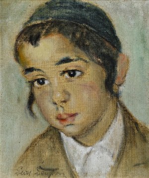 LEWKOWICZ, Leon (1888-1950) - Portret żydowskiego chłopca. Olej na płótnie 27x22,5 cm (w świetle opr.), sygn...