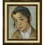 LEWKOWICZ, Leon (1888-1950) - Portrait of a Jewish boy. Oil on canvas 27x22.5 cm (light frame), sign...