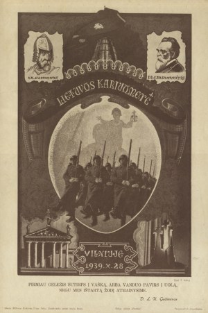 [LITWA - armia] Valius, Telesforas (1914-1977) - Lietuvos Kariuomenė : Vilniuje 1939. X. 28. Plakat 34x23 cm...