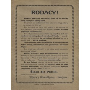 RODACY! Niemiec, odwieczny nasz wróg, stara się za wszelką cenę zatrzymać Górny Śląsk...