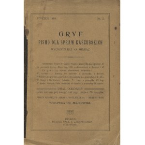 GRYF : eine Zeitschrift für kaschubische Angelegenheiten. Kościerzyna (Berent Wpr.). R. 1, 1909, z. 2 (Januar). 23 cm. Guter Zustand
