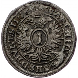 Leopold I., 1 Kreuzer 1671, SHS, Breslau