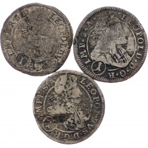 Leopold I., lot of 3pcs