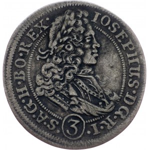 Joseph I., 3 Kreuzer 1707, FN, Breslau