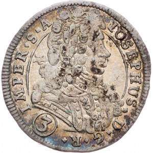 Joseph I., 3 Kreuzer 1711, BW, Kuttenberg