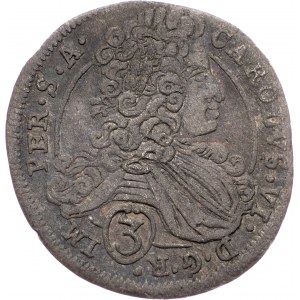 Charles VI., 3 Kreuzer 1712, BW, Kuttenberg