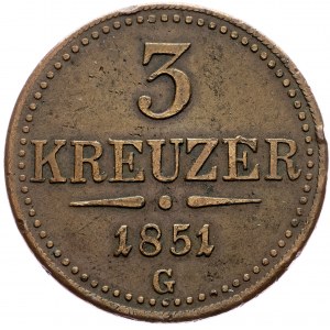 Franz Joseph I., 3 Kreuzer 1851, Nagybanya