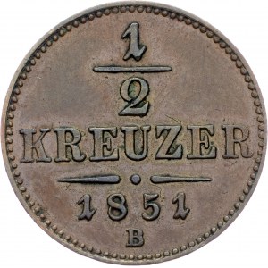 Franz Joseph I., 1/2 Kreuzer 1851, B, Kremnitz