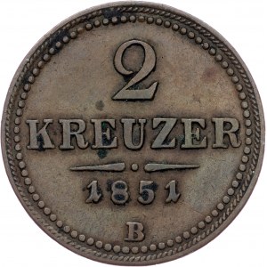 Franz Joseph I., 2 Kreuzer 1851, B, Kremnitz