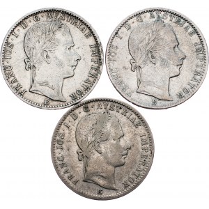 Franz Joseph I., 3pcs of 1/4 Gulden 1859