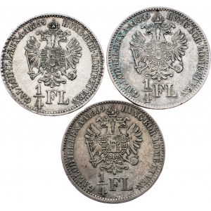 Franz Joseph I., 3pcs of 1/4 Gulden 1859