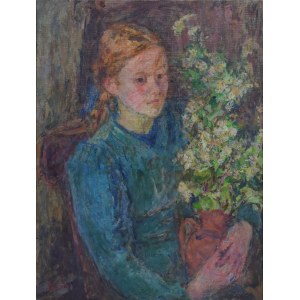 Eugeniusz EIBISCH (1895-1987), Portret dziewczynki z kwiatami