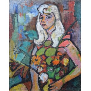 Zdzisław PRZEBINDOWSKI (1902-1986), Portrait with flowers, 1968