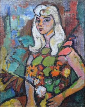 Zdzisław PRZEBINDOWSKI (1902-1986), Portret z kwiatami, 1968