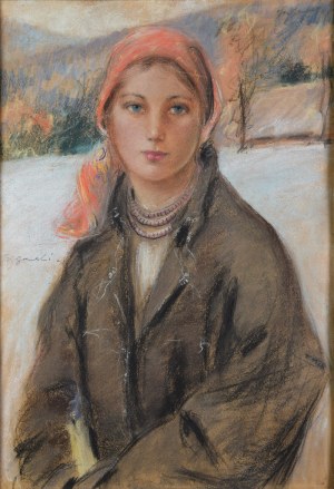 Stanislaw GÓRSKI (1887-1955), Girl in a pink shawl