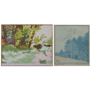 Władysław BIELECKI (1896-1943), Kupferstichpaar: Frost, Landschaft mit Bisons