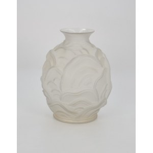 GLASWERK NIEMEN, J. STOLLE, Vase mit künstlerischem, floralem und fächerförmigem Dekor