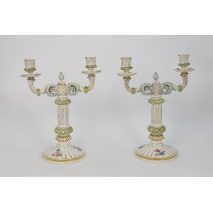 MIESNIA - PORCELANA MANUFACTURE, Pair of classicist candlesticks