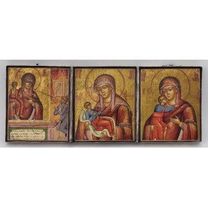 Reise-Ikone - Triptychon - faltbar, mit Bildern der Jungfrau Maria