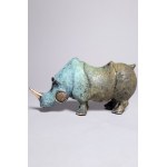 D.Z., Rhinoceros with stone (Bronze, 21 cm wide)